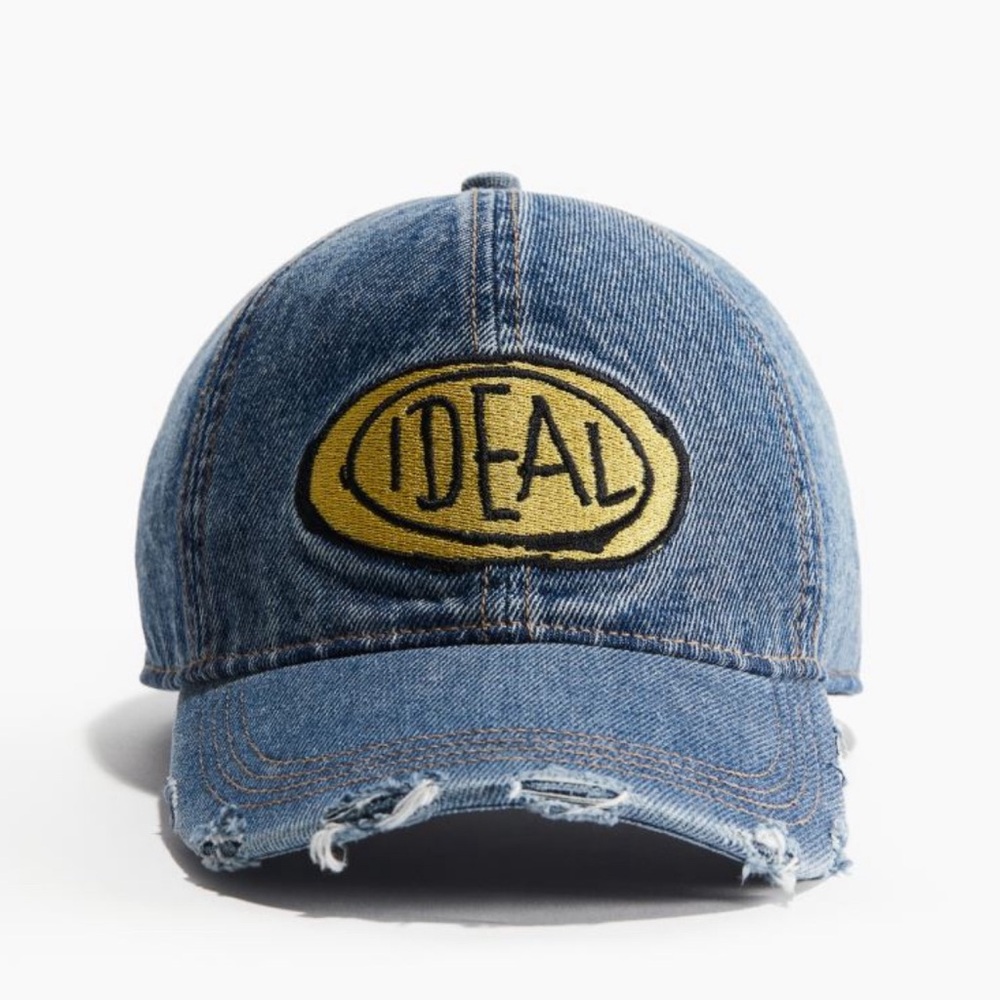 Hm Basquiat embroidered motif denim cap